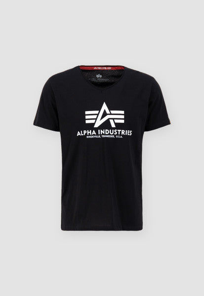 CAMISETA BÁSICA CON CUELLO EN V - BLACK - ALPHA INDUSTRIES