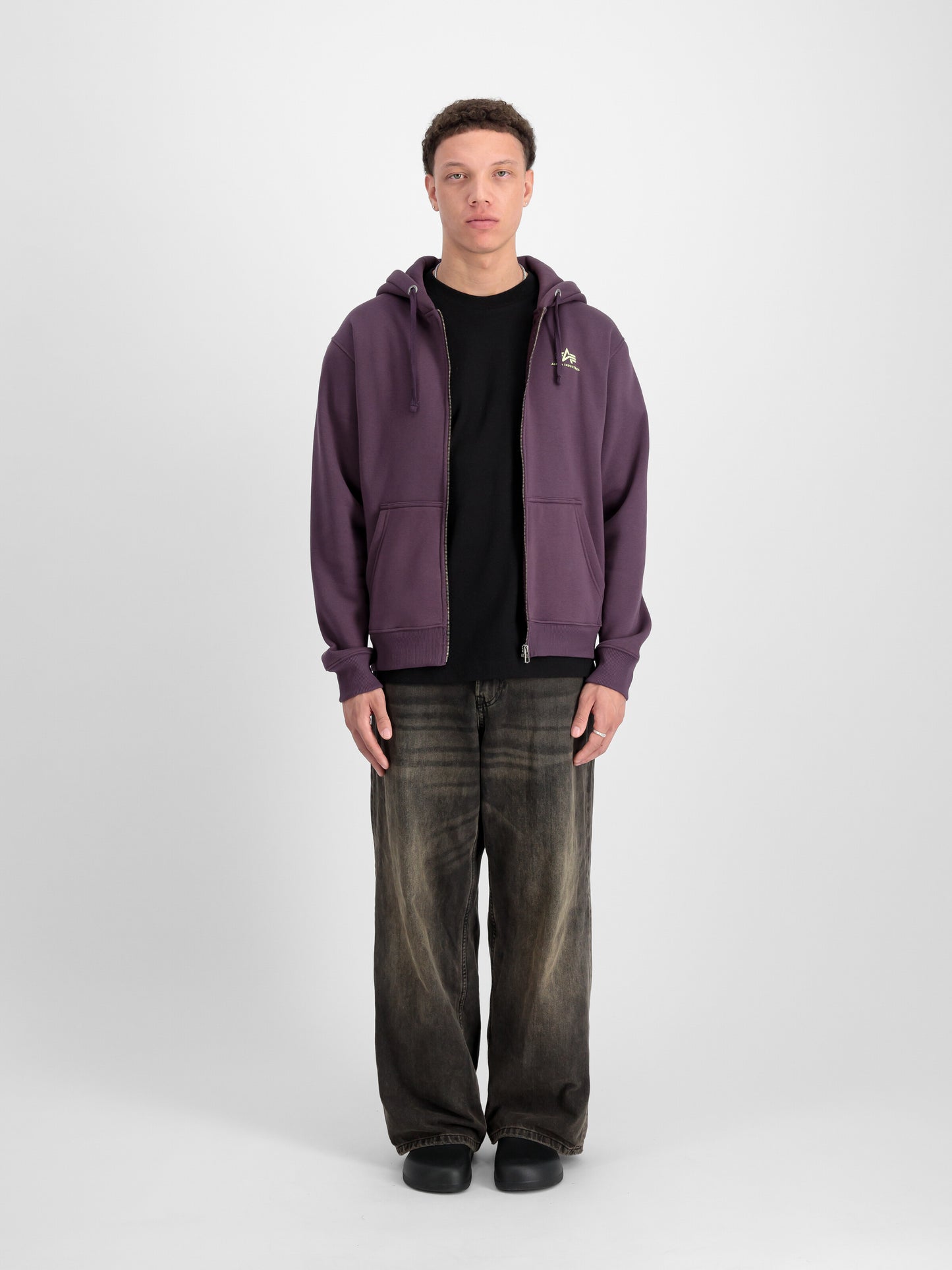 SUDADERA BÁSICA CON CREMALLERA Y CAPUCHA - LILA - ALPHA INDUSTRIES | 118342