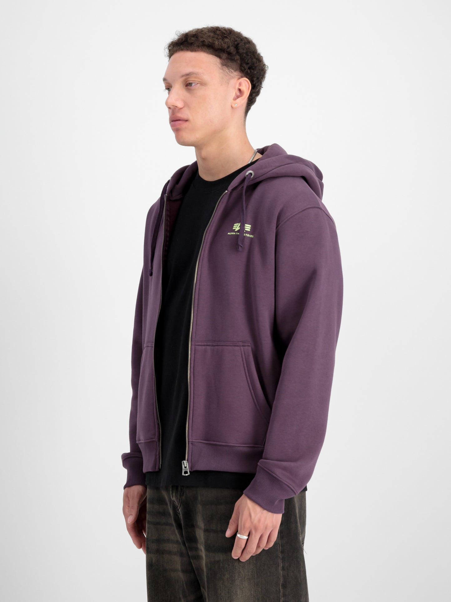 SUDADERA BÁSICA CON CREMALLERA Y CAPUCHA - LILA - ALPHA INDUSTRIES | 118342