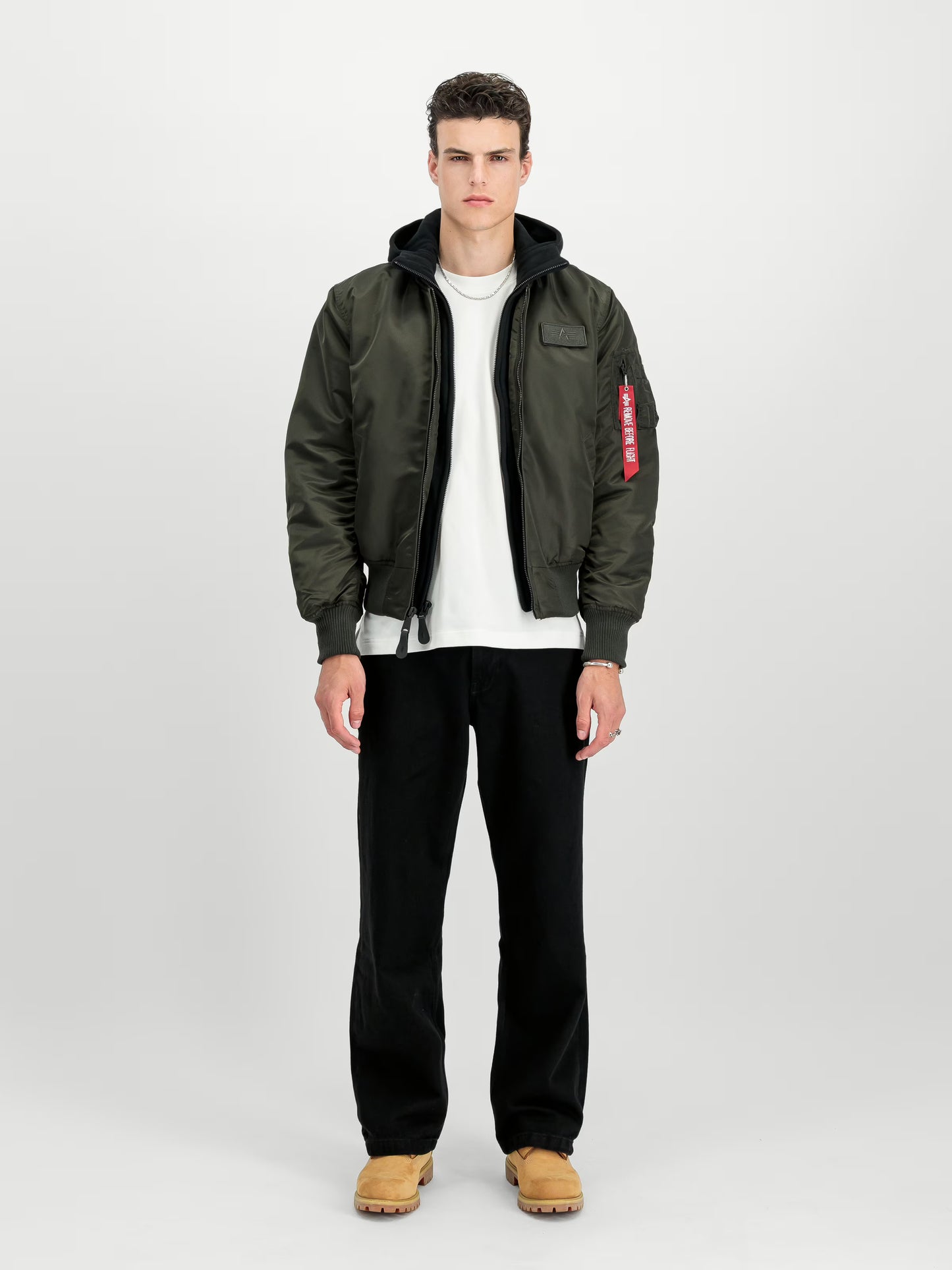 MA-1 BOMBER "MA-1 D-TEC HOOD" - NEGRO OLIVA - ALPHA INDUSTRIES | 183110