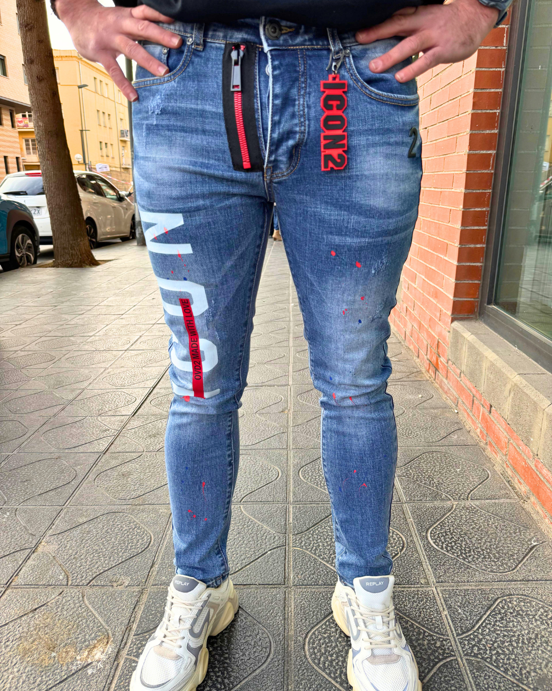 PANTALÓN VAQUERO CREMALLERA SKINNY "ICON" - AZUL - OVDS