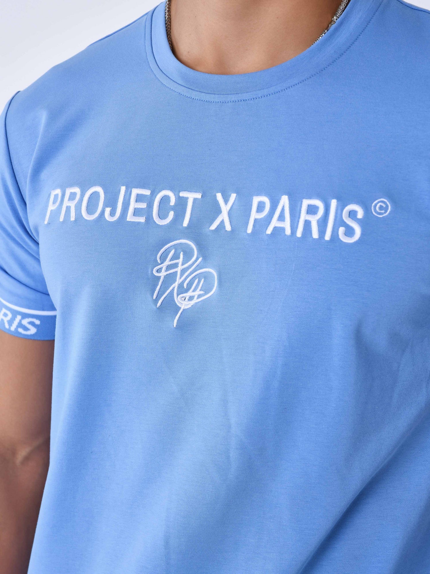 CAMISETA BRAZALETE CON LOGO BORDADO - AZUL - PROJECT X PARIS | 2410130-WBW