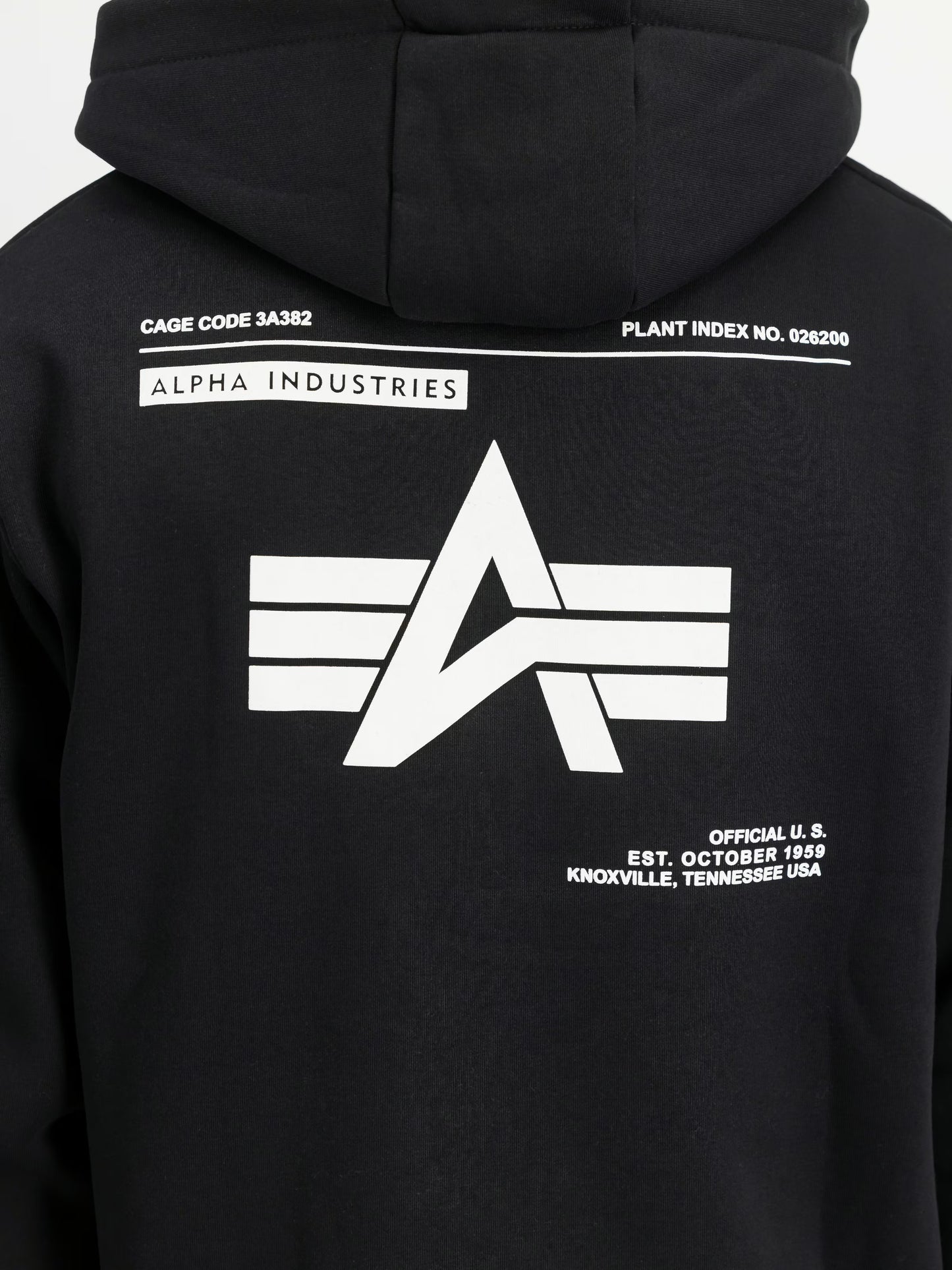 SUDADERA CAPUCHA "LABEL BACKPRINT" - NEGRO - ALPHA INDUSTRIES | 258333-03