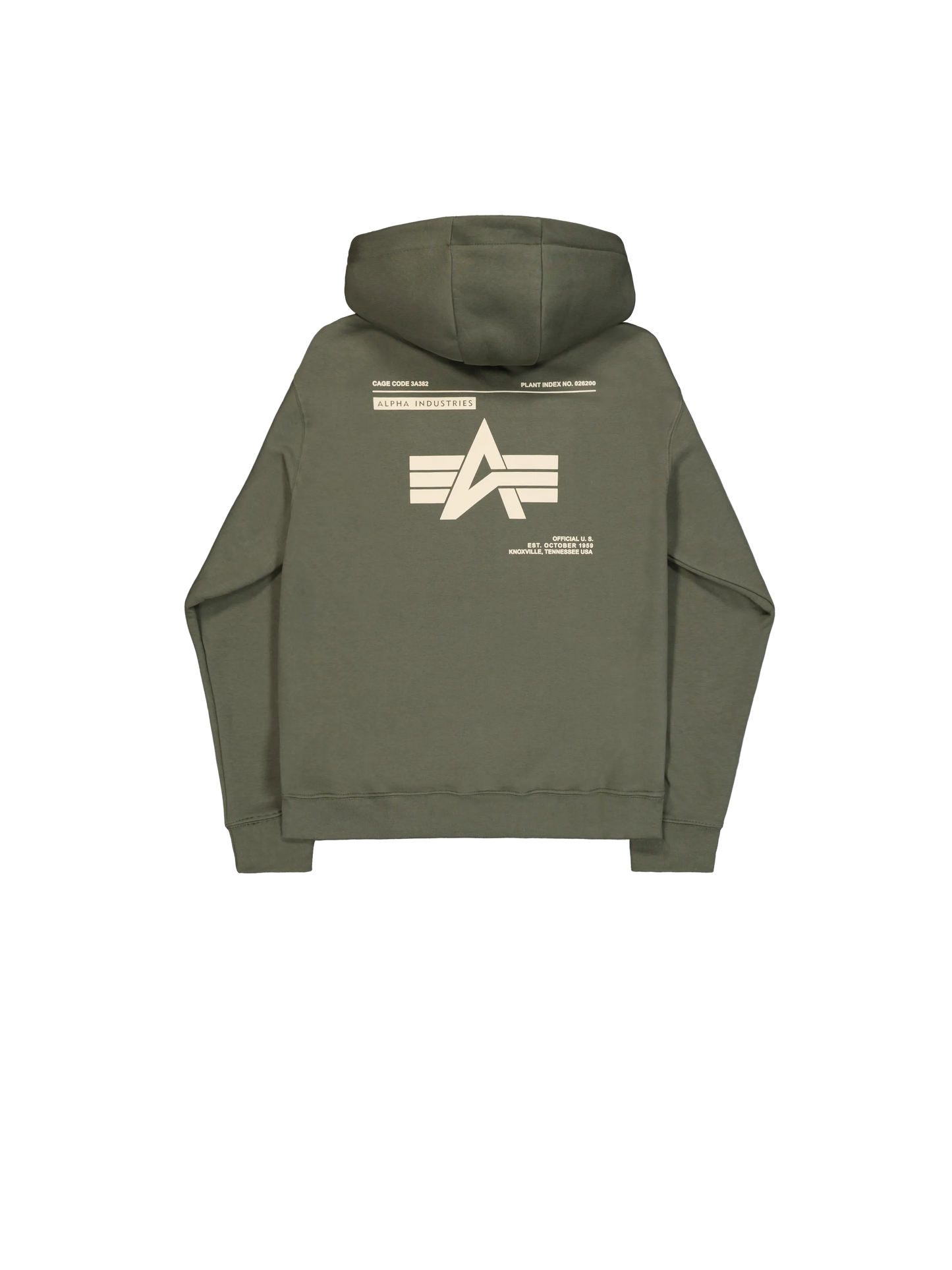 SUDADERA CAPUCHA "LABEL BACKPRINT" - VERDE OLIVA - ALPHA INDUSTRIES | 258333-142
