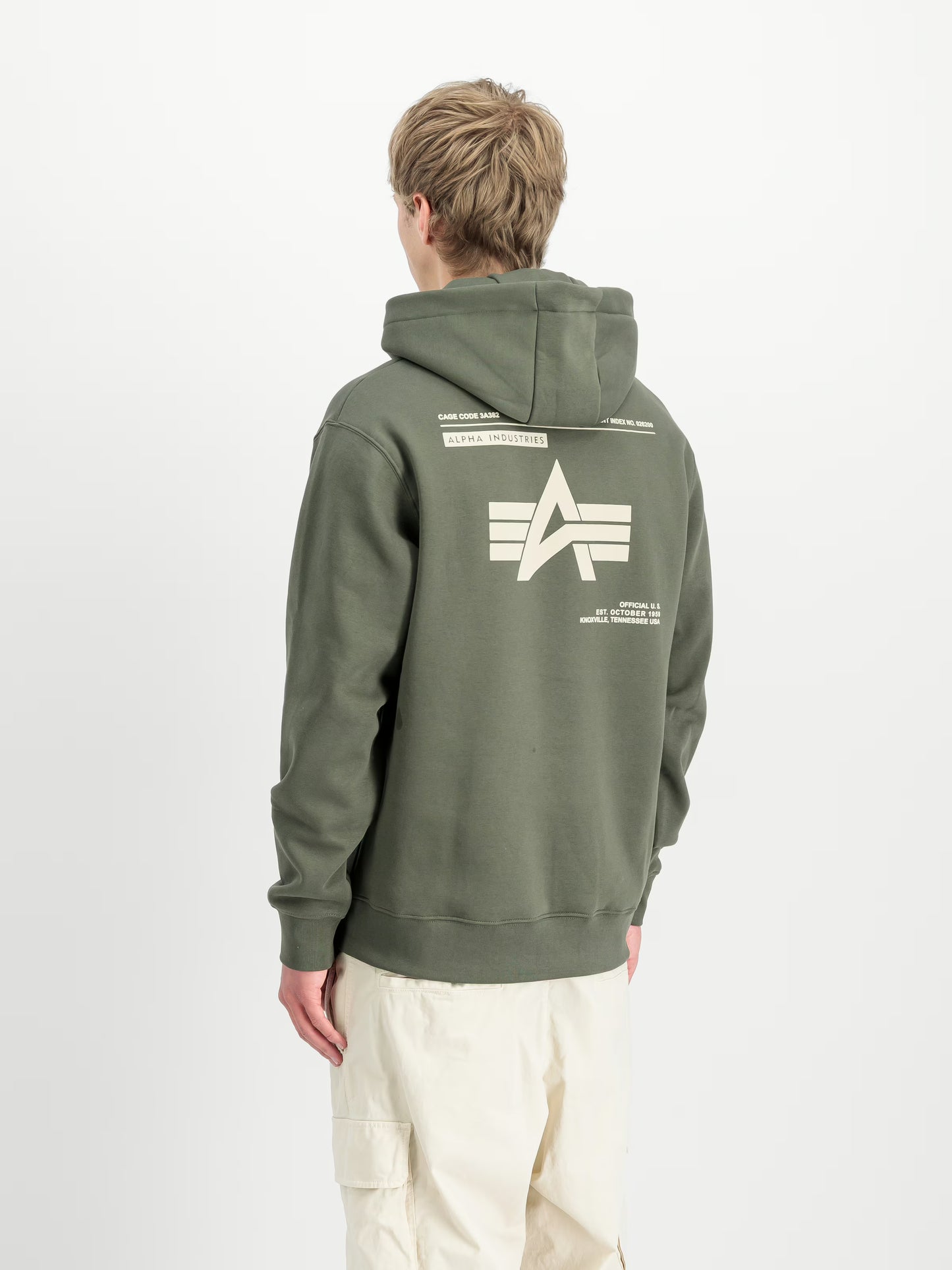 SUDADERA CAPUCHA "LABEL BACKPRINT" - VERDE OLIVA - ALPHA INDUSTRIES | 258333-142