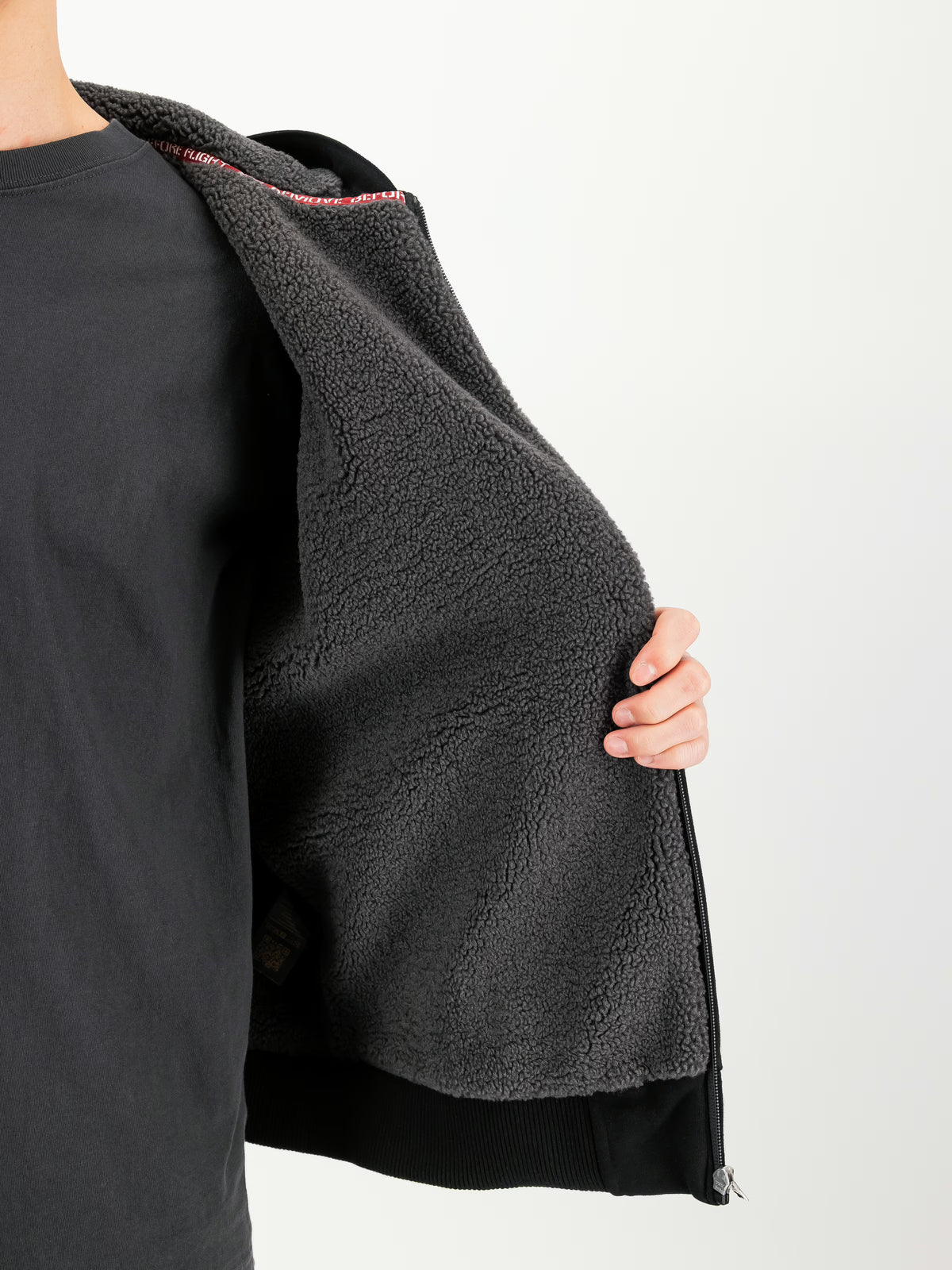 SUDADERA FLEECE SHERPA CON CREMALLERA Y CAPUCHA - NEGRO - ALPHA INDUSTRIES | 268336-03