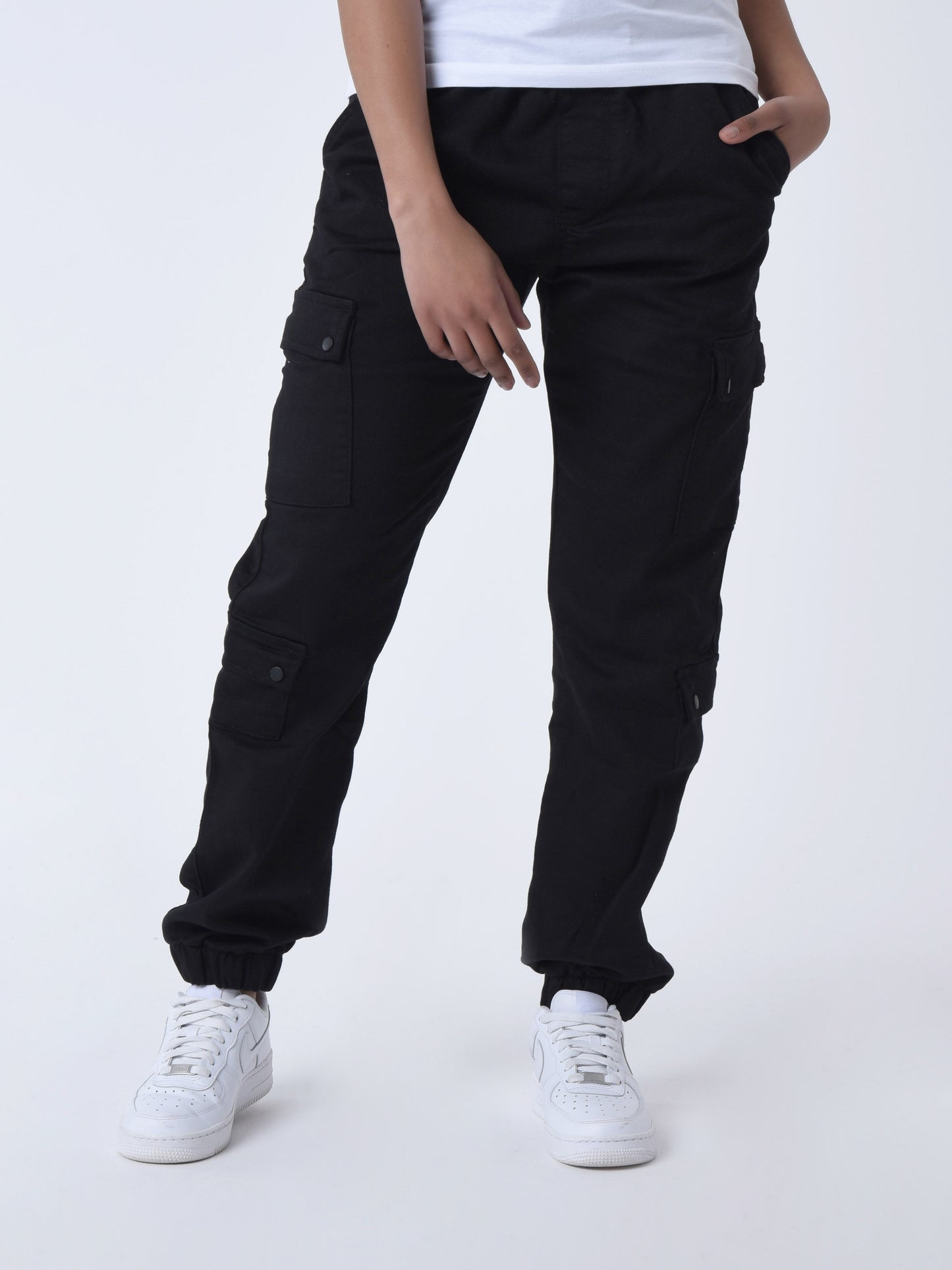 PANTALÓN CARGO MULTIBOLSILLOS CON CINTURA ELÁSTICA - NEGRO - PROJECT X PARIS | T19939-1_BK