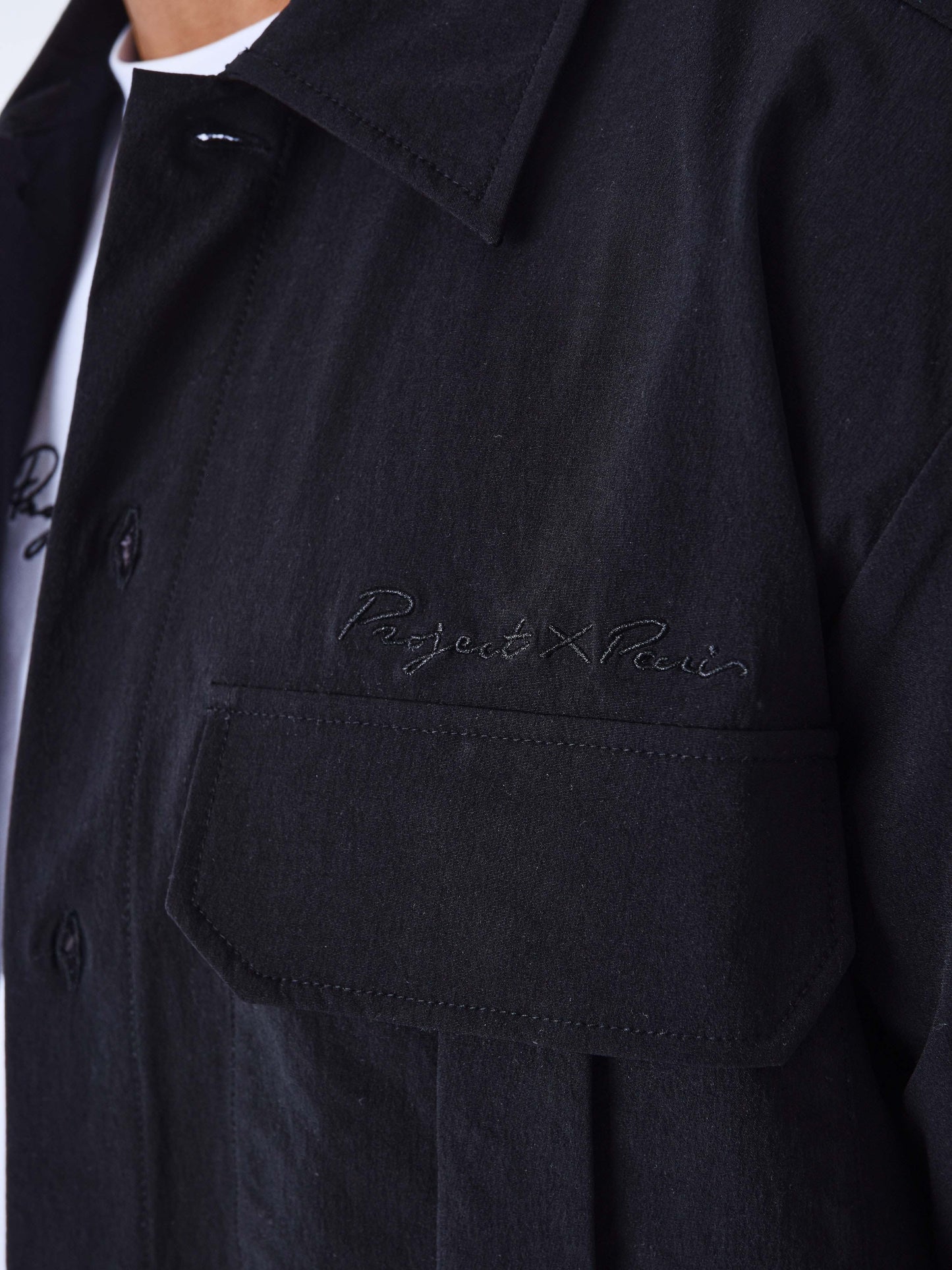 CAMISA DE MANGA CORTA CON TEXTURA ESTILO CARGO - NEGRO - PROJECT X PARIS | 2310034_BK1