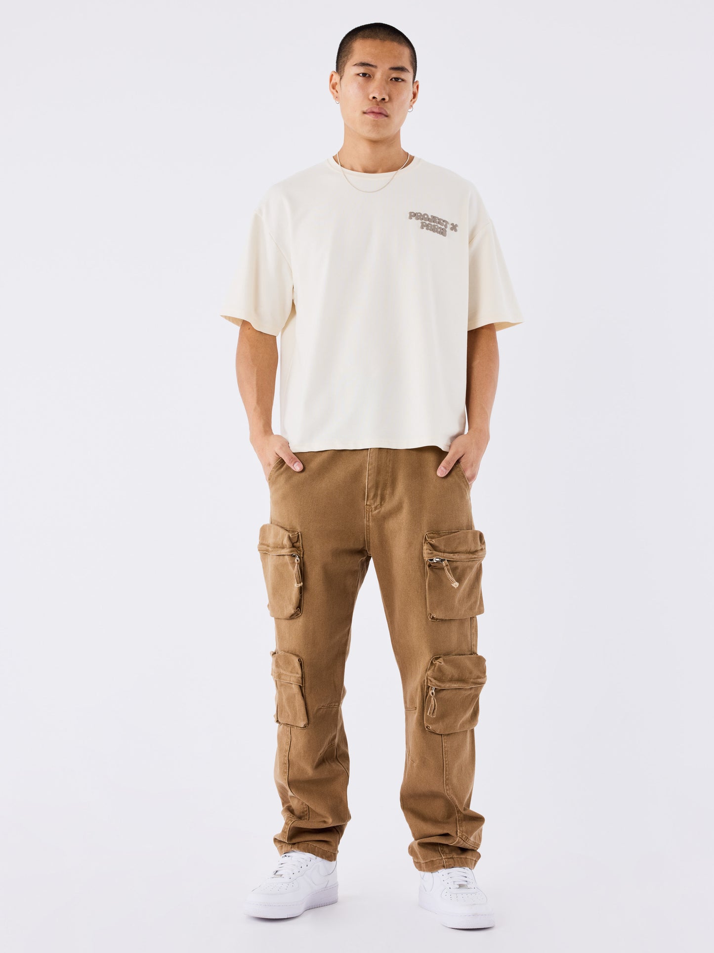 PANTALÓN ANCHO CARGO MULTIBOLSILLOS - MARRÓN - PROJECT X PARIS | T249042_CM