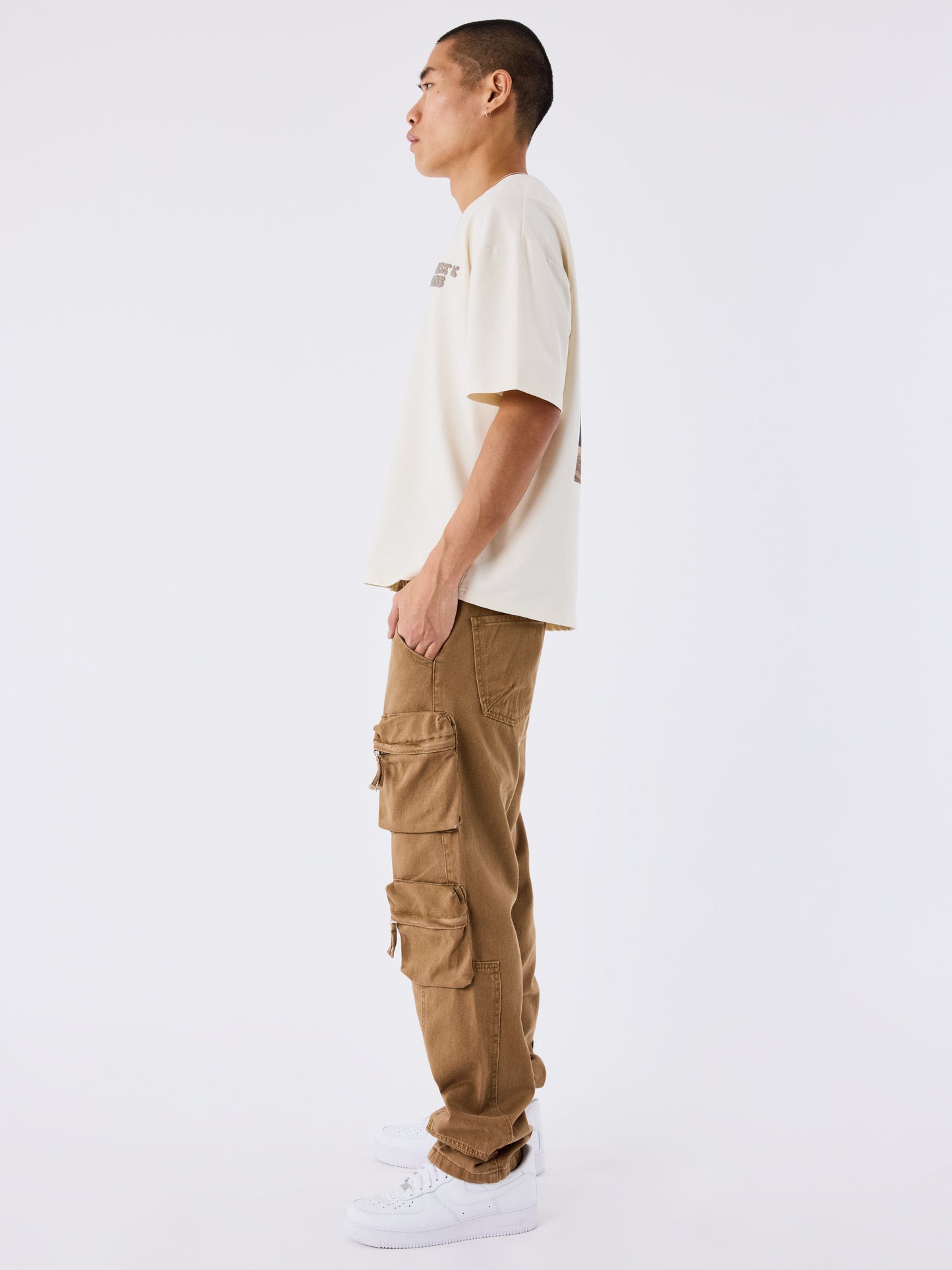 PANTALÓN ANCHO CARGO MULTIBOLSILLOS - MARRÓN - PROJECT X PARIS | T249042_CM