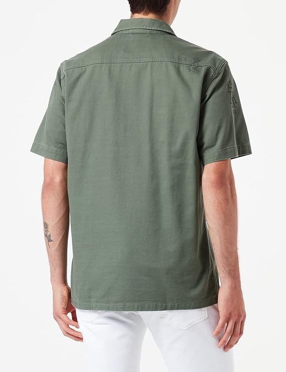 CAMISA DE MANGA CORTA DE ALGODÓN SATINADO - CAQUI - REPLAY | M4083.000.84024