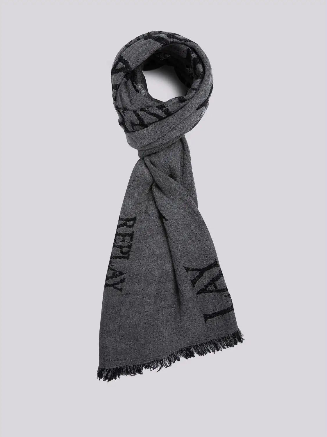 BUFANDA CON LOGO DE JACQUARD - NEGRO LAVADO - REPLAY | AM9223.001.A0317B