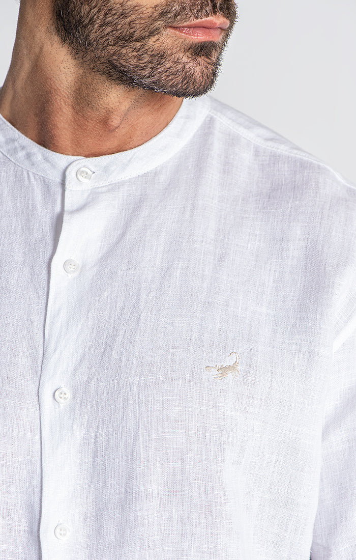 CAMISA DE LINO CON CUELLO MAO "GRANDAD" - BLANCO - GIANNI KAVANAGH | GKM005861