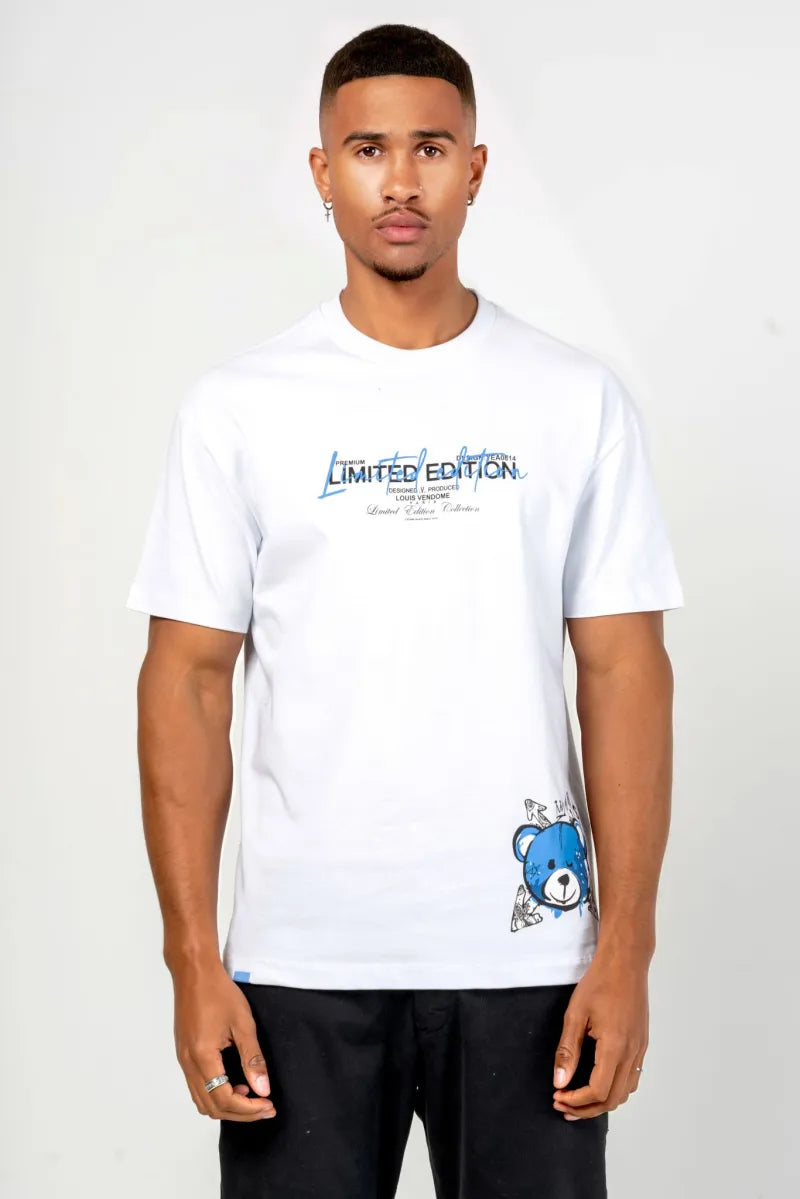 CAMISETA "FASHION BEAR" - BLANCO/AZUL - LOUIS VENDOME PARIS | LV L54
