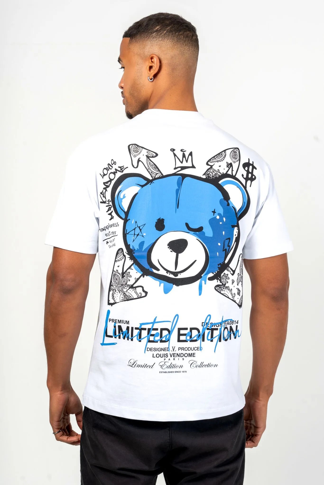CAMISETA "FASHION BEAR" - BLANCO/AZUL - LOUIS VENDOME PARIS | LV L54
