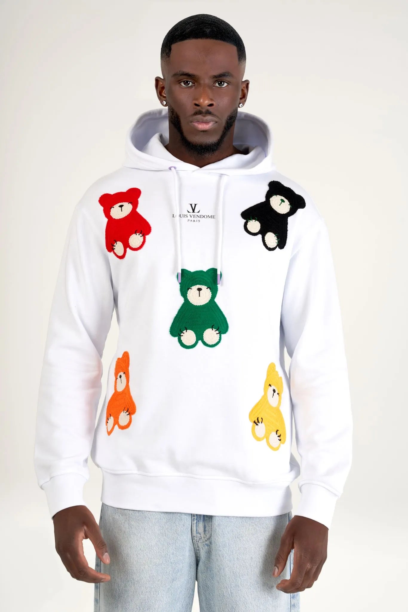 SUDADERA CON CAPUCHA "MULTI BEARS" - BLANCO - LOUIS VENDOME PARIS | LV L01