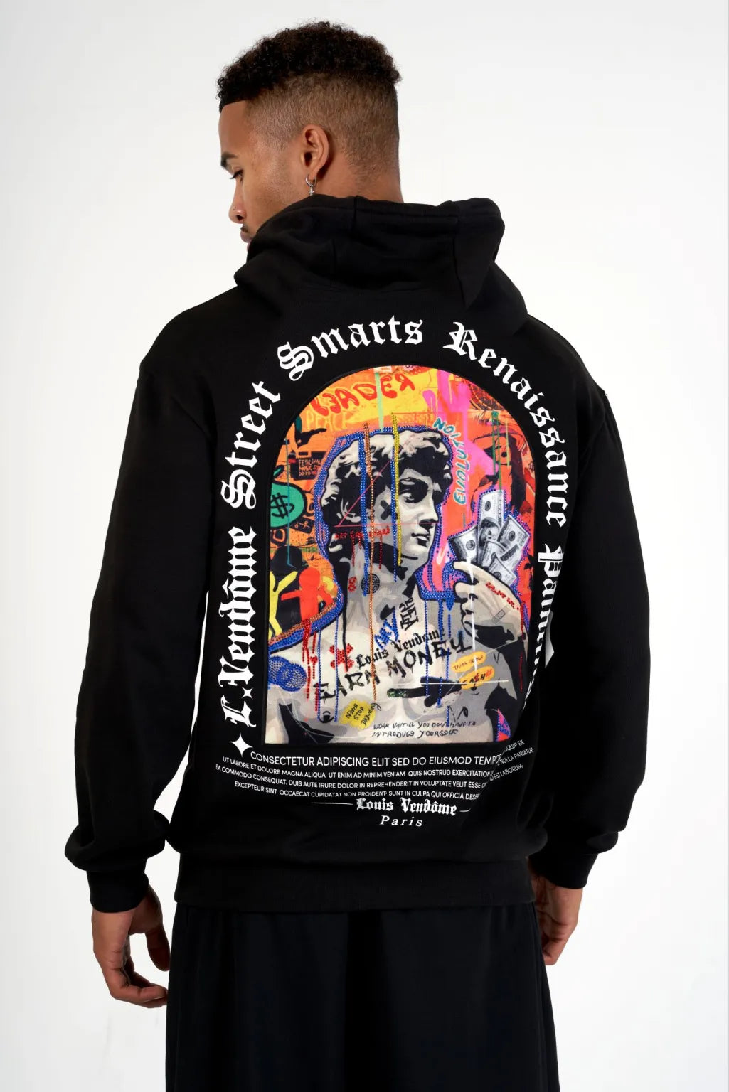 SUDADERA CON CAPUCHA "LIBERTY" - NEGRO - LOUIS VENDOME PARIS | LV L02
