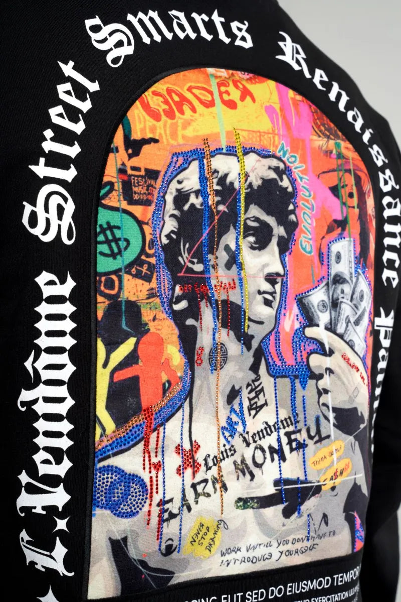 SUDADERA CON CAPUCHA "LIBERTY" - NEGRO - LOUIS VENDOME PARIS | LV L02