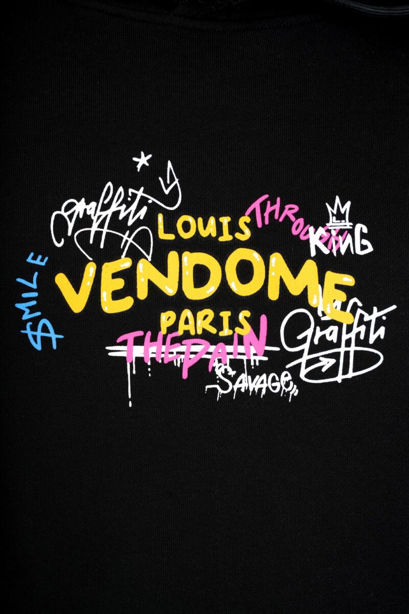 SUDADERA CON CAPUCHA "GRAFFITI BEAR" - NEGRO - LOUIS VENDOME PARIS | LV L04