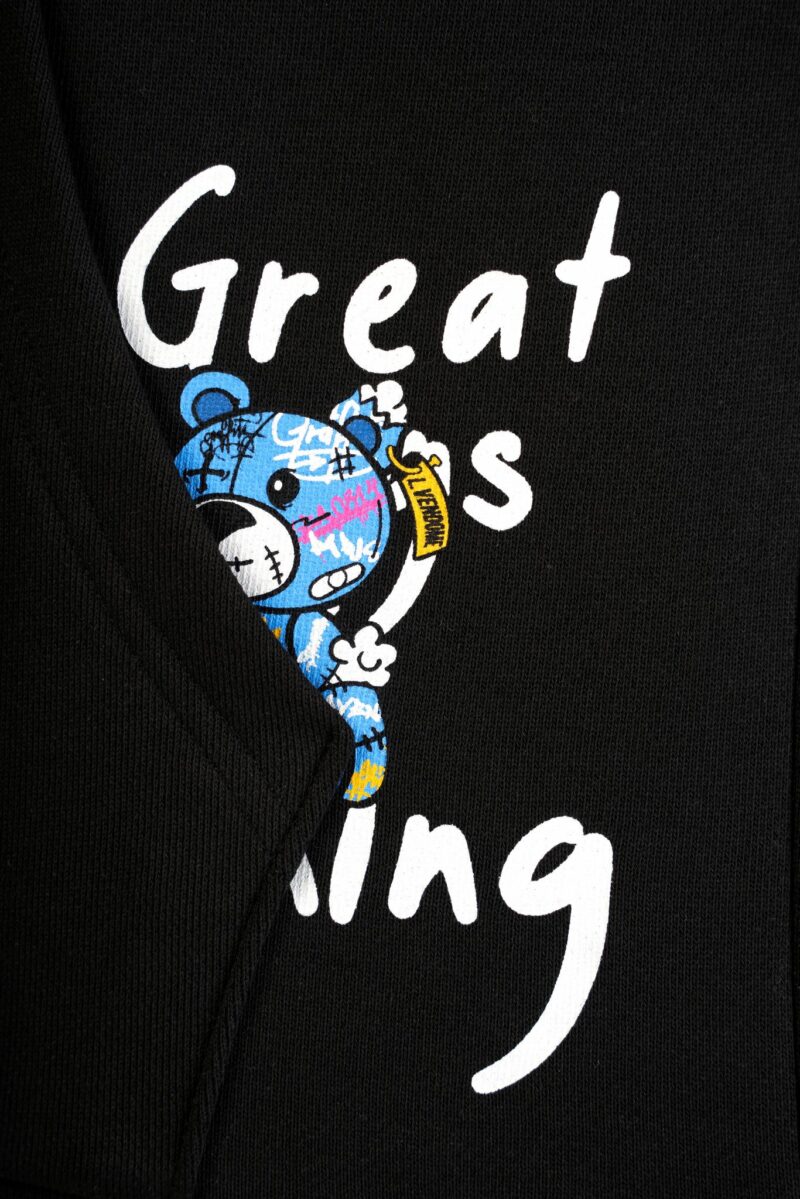 SUDADERA CON CAPUCHA "GRAFFITI BEAR" - NEGRO - LOUIS VENDOME PARIS | LV L04