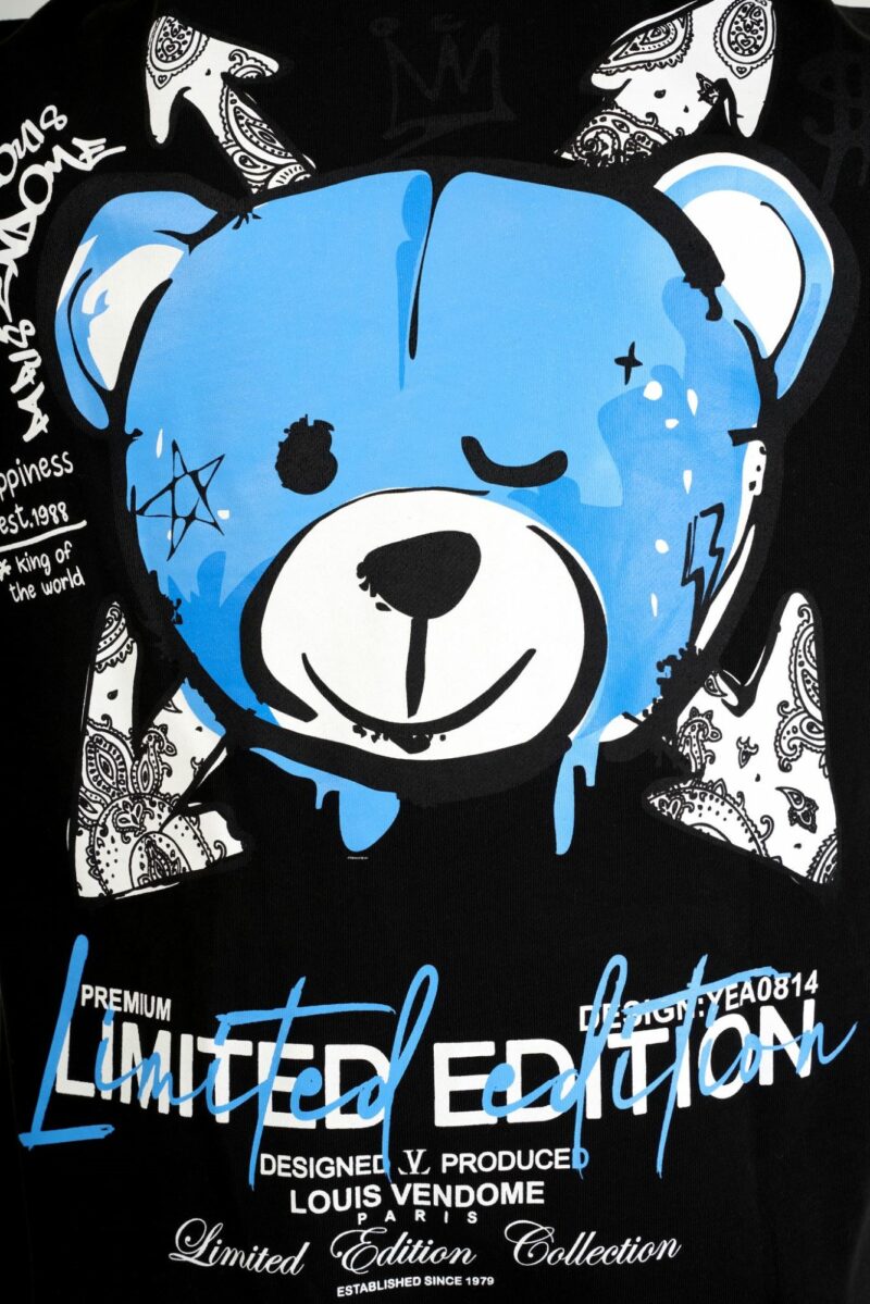 SUDADERA CON CAPUCHA "FASHION BEAR" - NEGRO/AZUL - LOUIS VENDOME PARIS | LV L05
