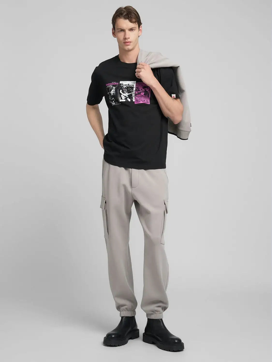 CAMISETA CON ESTAMPADO "ROCK" - NEGRO - REPLAY | M3225 .000.2660