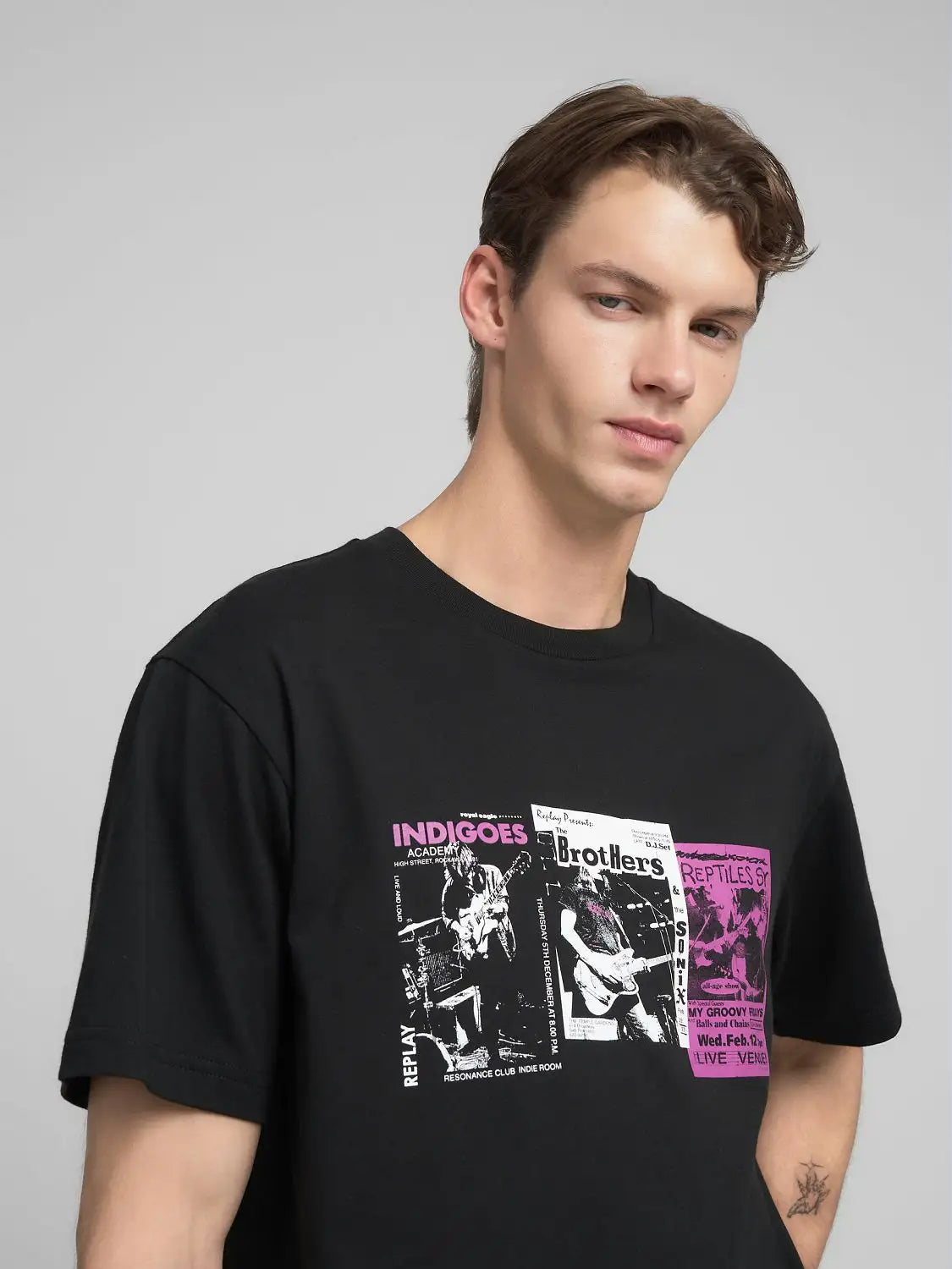 CAMISETA CON ESTAMPADO "ROCK" - NEGRO - REPLAY | M3225 .000.2660