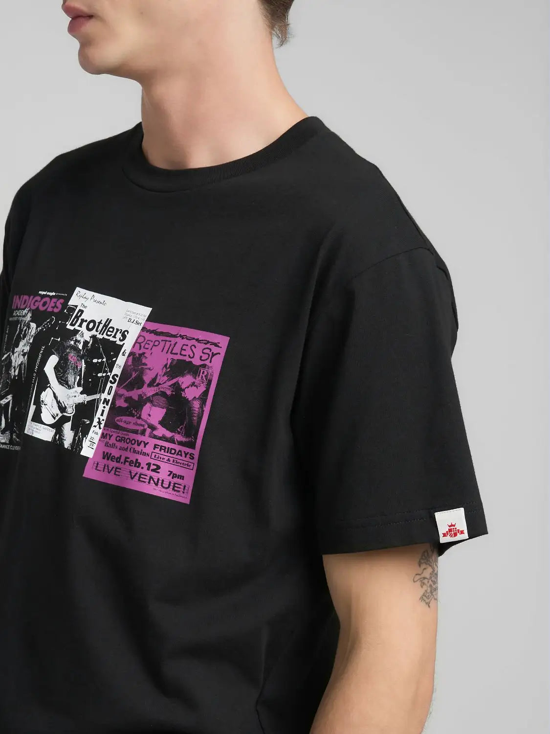CAMISETA CON ESTAMPADO "ROCK" - NEGRO - REPLAY | M3225 .000.2660