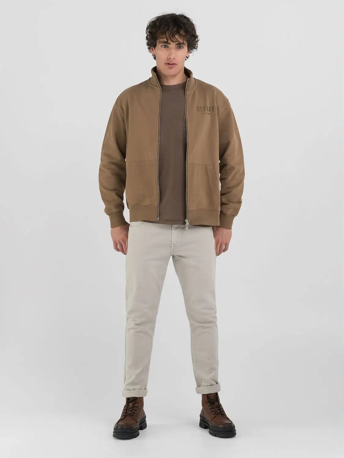 SUDADERA CON CUELLO ALTO Y CREMALLERA - SAFARI - REPLAY | M6973.000.22890CS