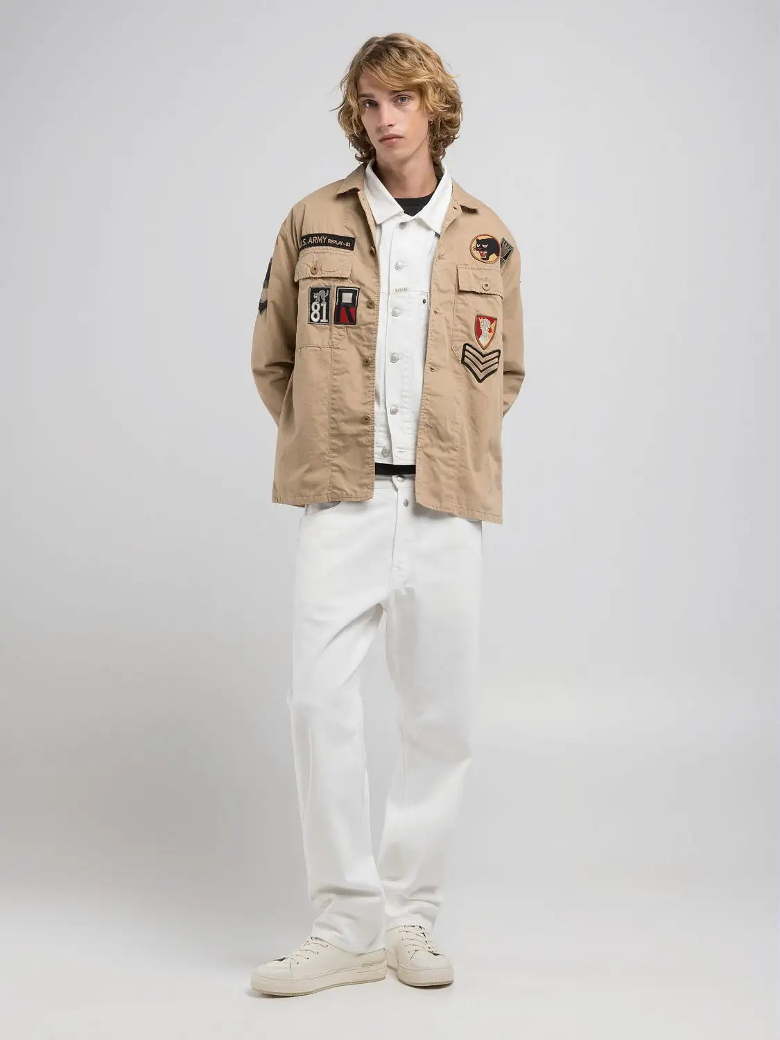 CHAQUETA CAMISERA CON PARCHES - BEIGE - REPLAY | M8445A.000.85172