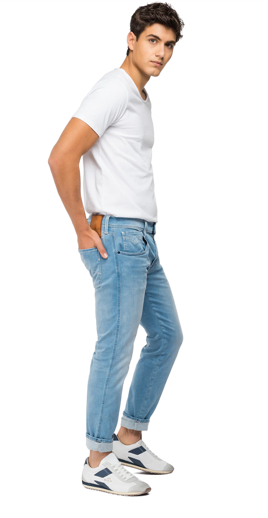 PANTALÓN VAQUERO AJUSTADO SLIM FIT ANBASS HYPERFLEX - AZUL CLARO - REPLAY | M914Y.000.661XR05