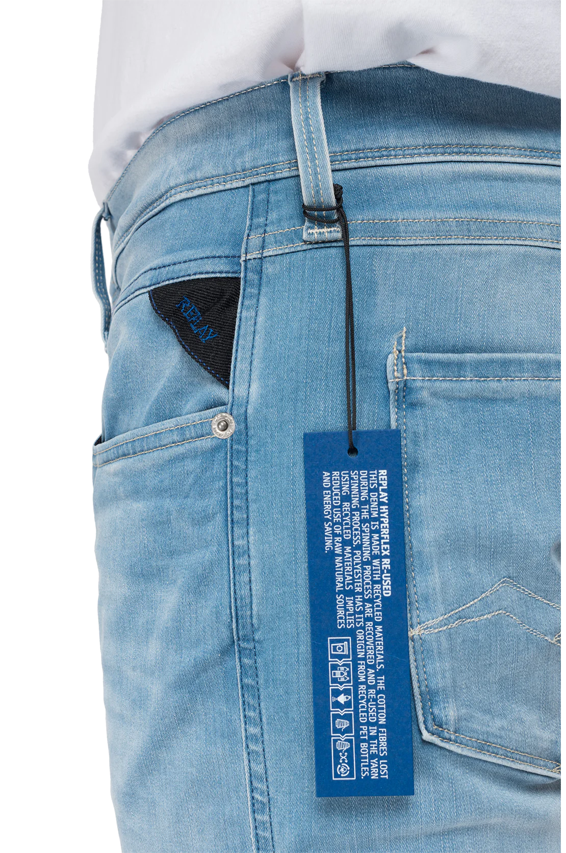 PANTALÓN VAQUERO AJUSTADO SLIM FIT ANBASS HYPERFLEX - AZUL CLARO - REPLAY | M914Y.000.661XR05