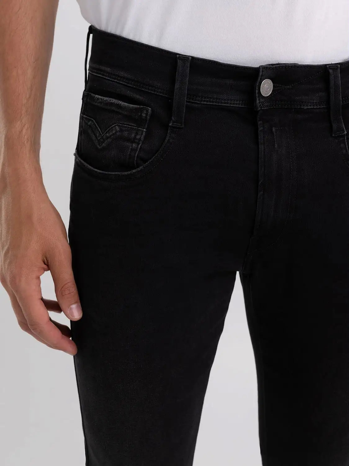 PANTALÓN VAQUERO AJUSTADO SLIM FIT ANBASS HYPERFLEX - NEGRO - REPLAY | M914.000.661.E01