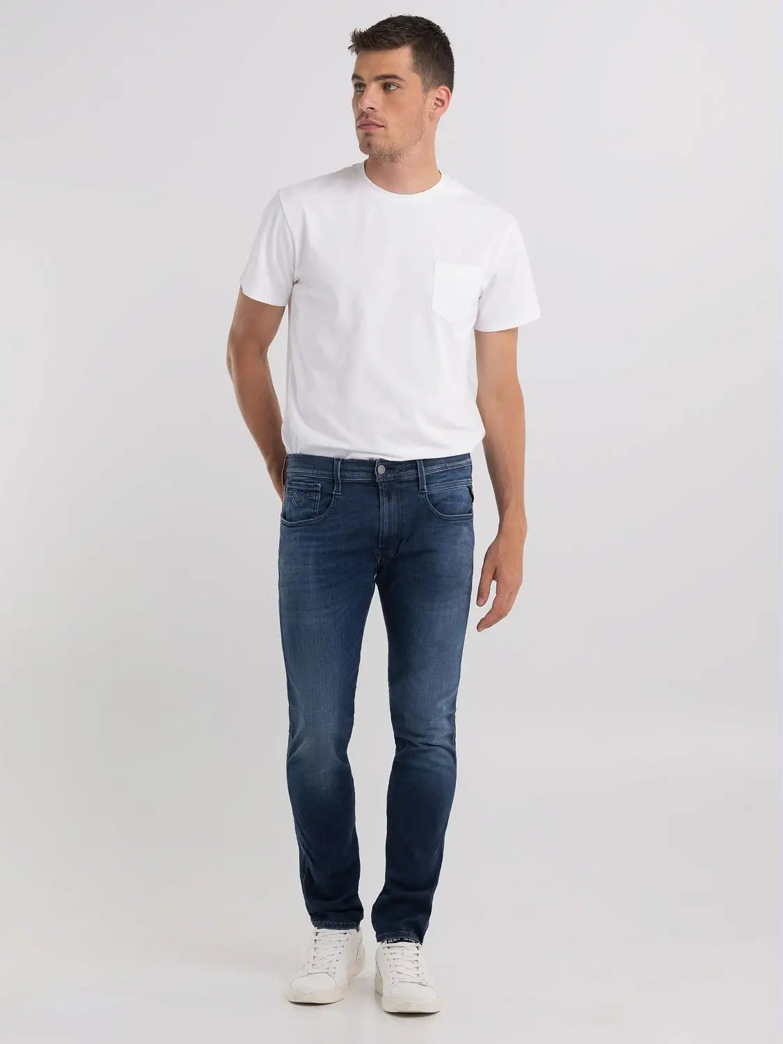 PANTALÓN VAQUERO AJUSTADO SLIM FIT ANBASS HYPERFLEX - AZUL OSCURO - REPLAY | M914.000.661.E05