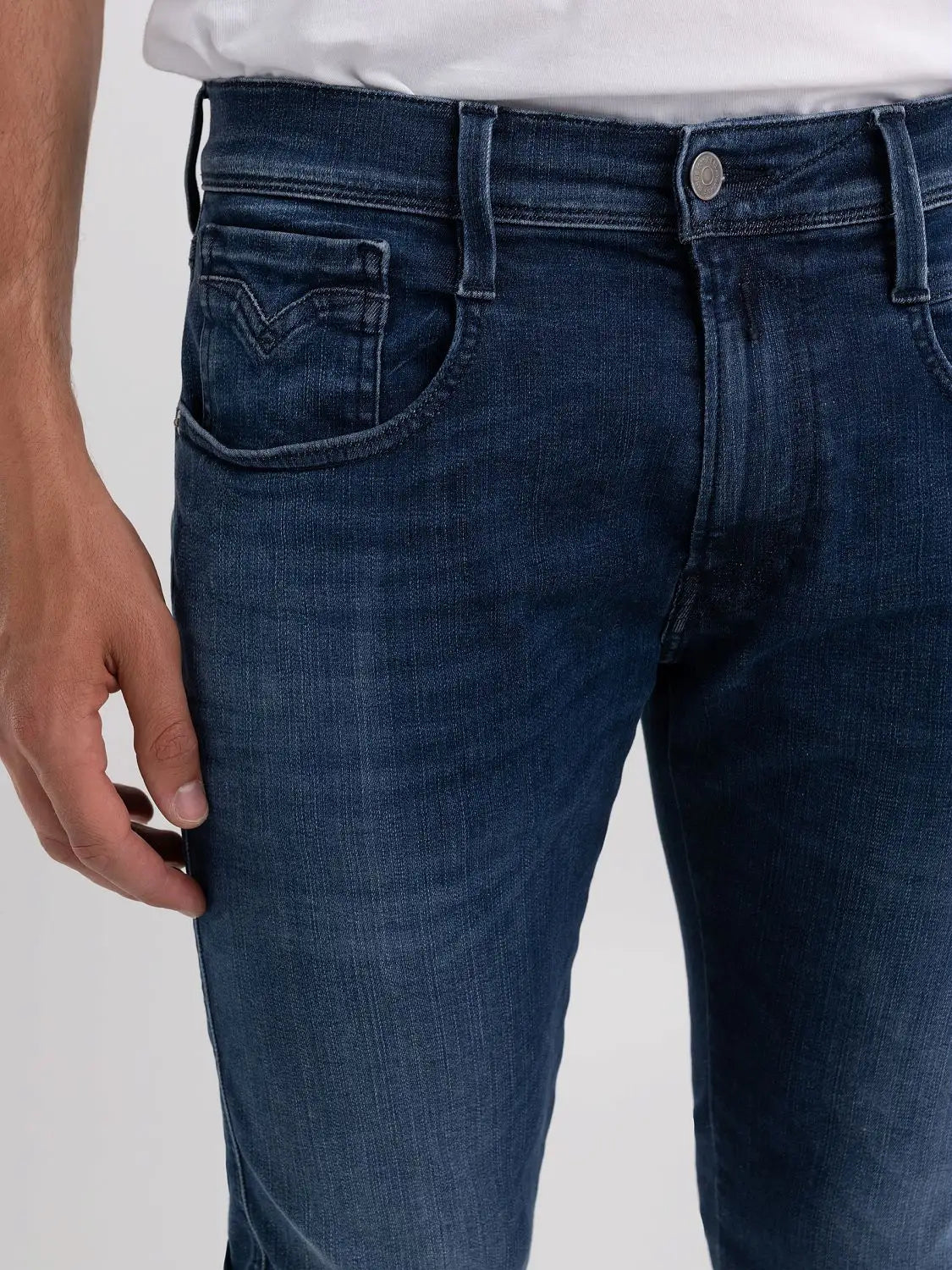 PANTALÓN VAQUERO AJUSTADO SLIM FIT ANBASS HYPERFLEX - AZUL OSCURO - REPLAY | M914.000.661.E05