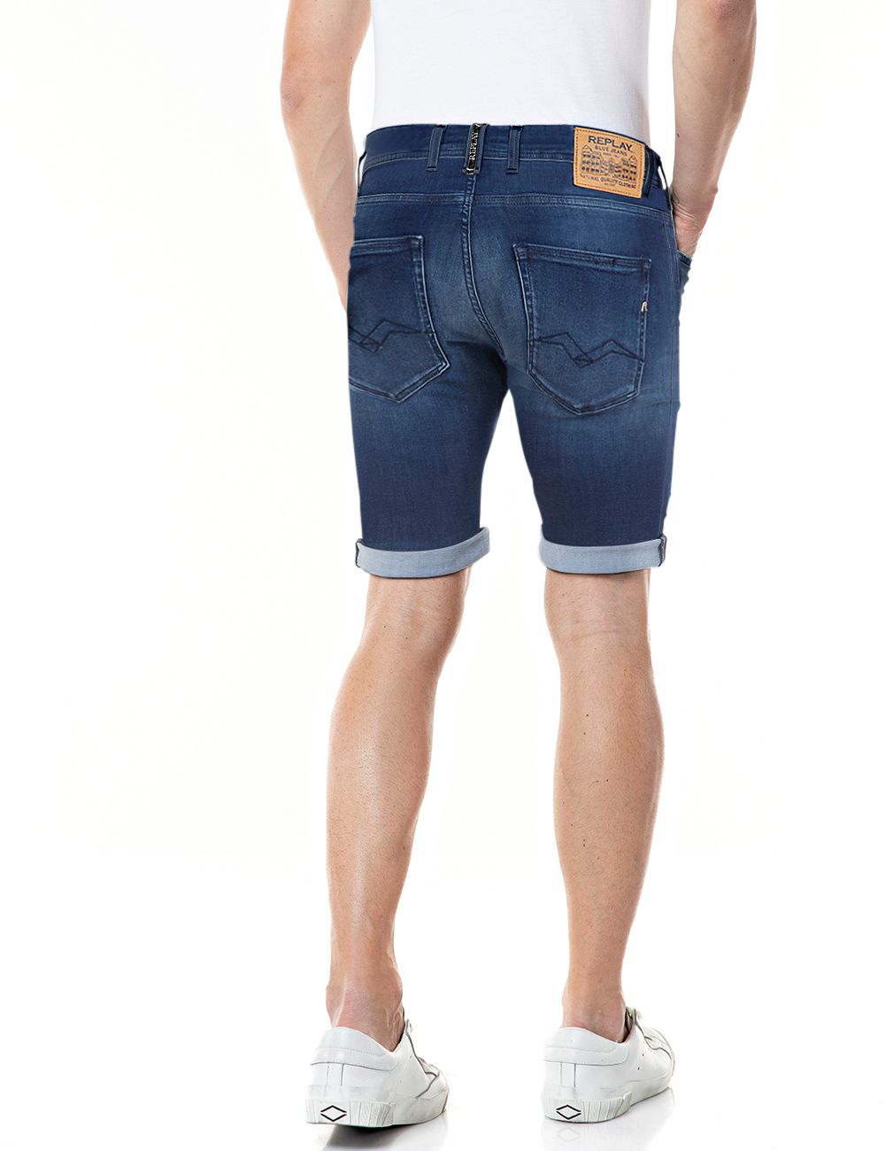 PANTALONES CORTOS VAQUEROS TAPERED RBJ.981 - AZUL OSCURO - REPLAY | MA981Y.000.41A.783