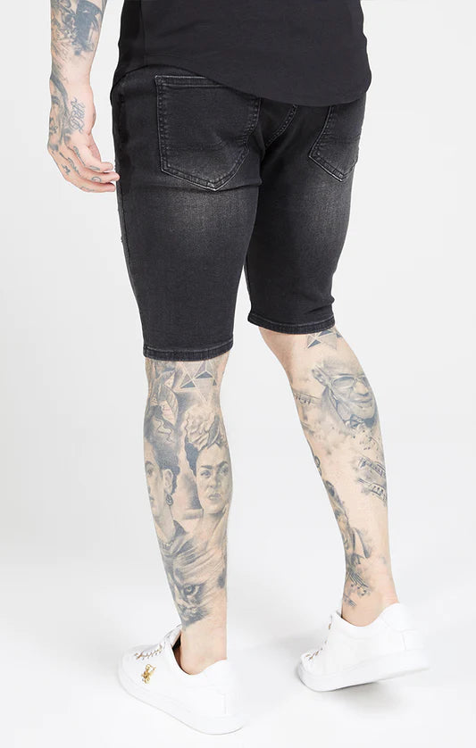 BERMUDAS VAQUERAS SKINNY - WASHED BLACK - SIKSILK - Blue Denim