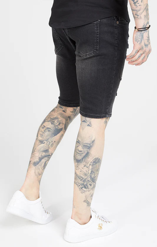 BERMUDAS VAQUERAS SKINNY - WASHED BLACK - SIKSILK - Blue Denim