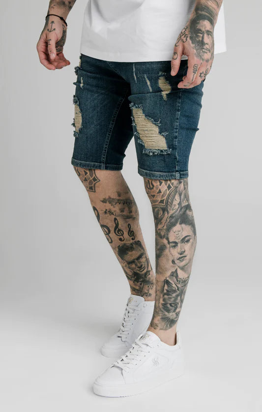 BERMUDAS VAQUERAS SKINNY - MIDSTONE BLUE - SIKSILK - Blue Denim