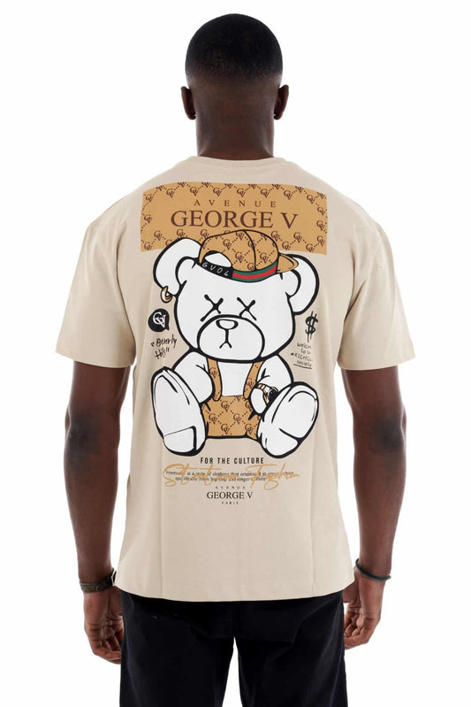 CAMISETA "WELCOME TO THE RICH CLUB SOCIETY" - BEIGE - AVENUE GEORGE V PARIS | GV-10041