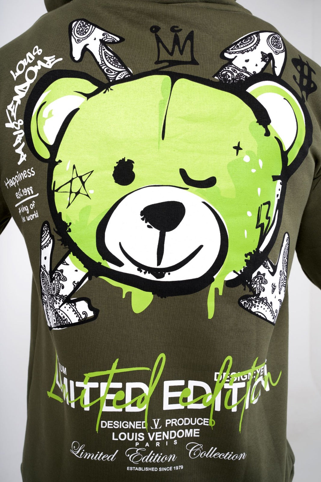 SUDADERA CON CAPUCHA "FASHION BEAR" - VERDE/VERDE - LOUIS VENDOME PARIS | LV L05