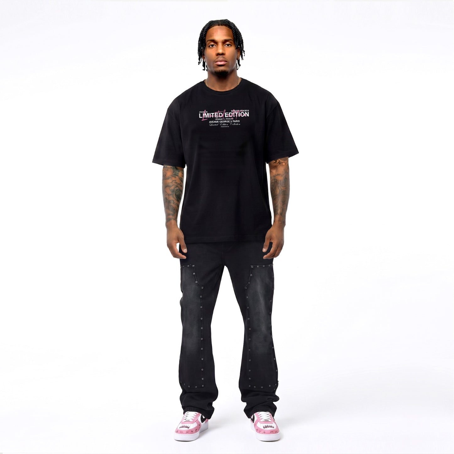 CAMISETA "FASHION BEAR" - NEGRO/ROSA - AVENUE GEORGE V PARIS | GV-5113