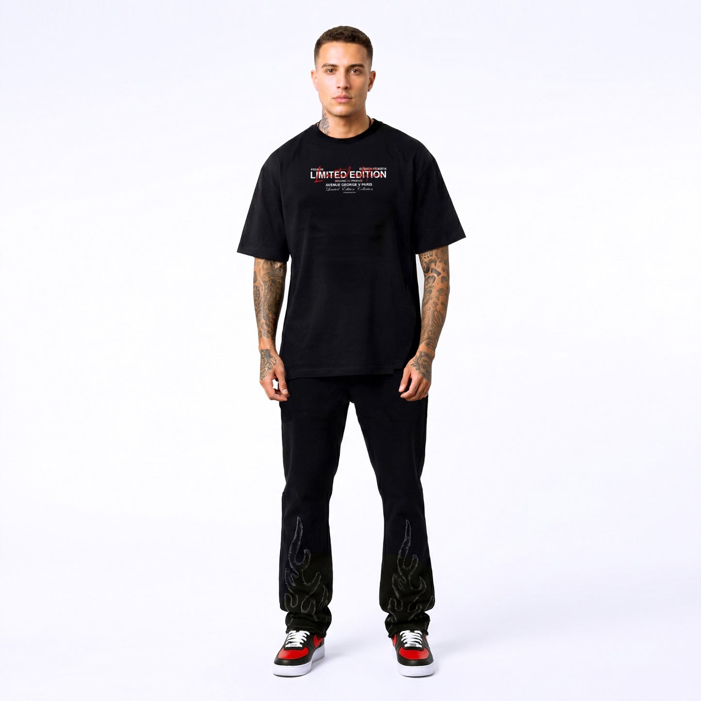 CAMISETA "FASHION BEAR" - NEGRO/ROJO - AVENUE GEORGE V PARIS | GV-5113
