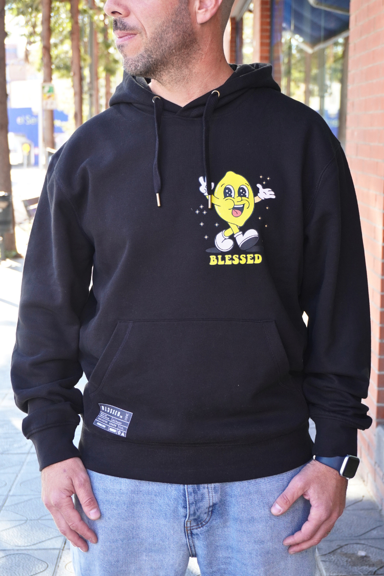 SUDADERA CON CAPUCHA "LEMON" - NEGRO - BLESSED BRAND