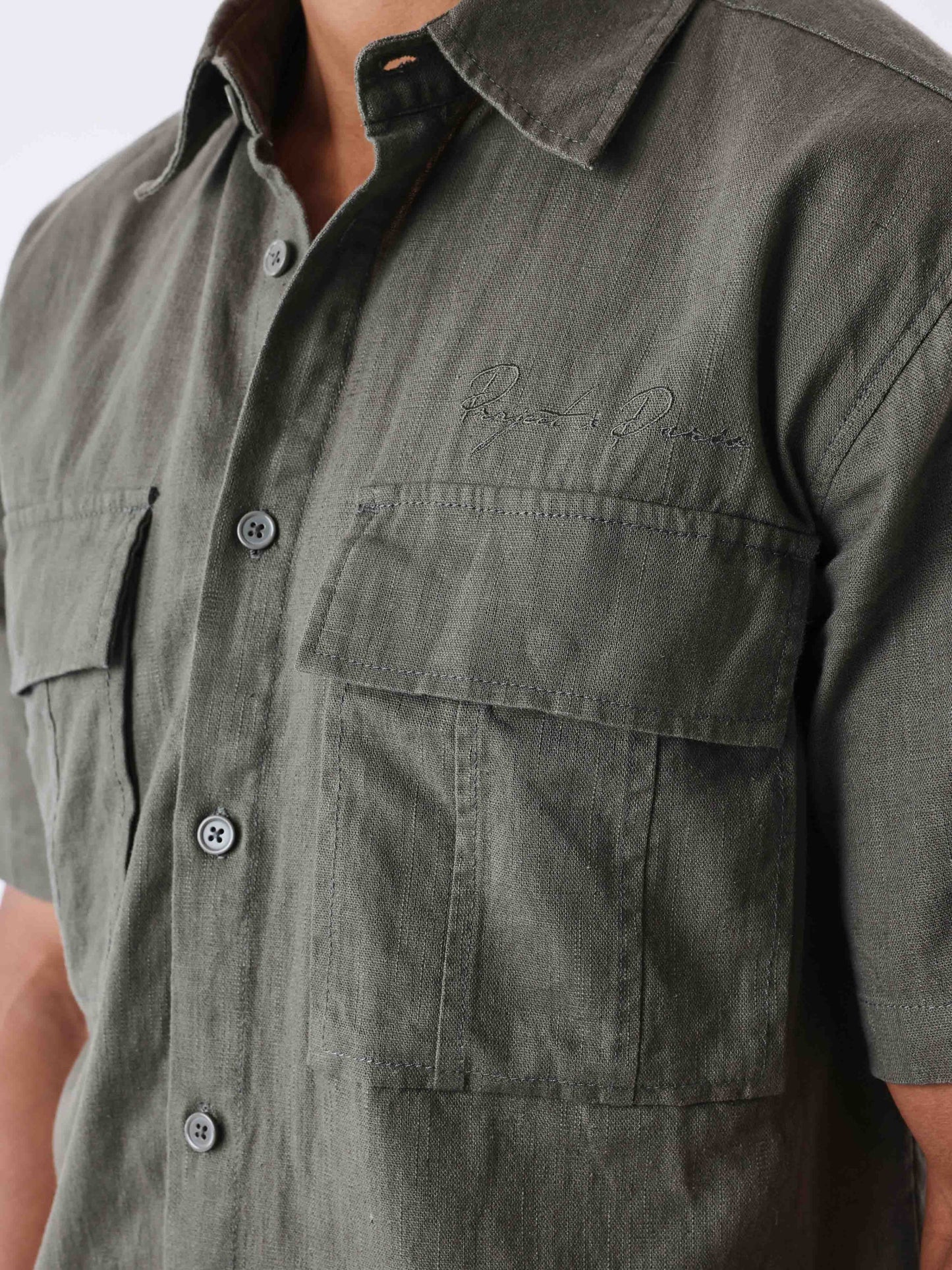 CAMISA DE MANGA CORTA TEXTURIZADA - VERDE OLIVA - PROJECT X PARIS | PXP 2510162_OG