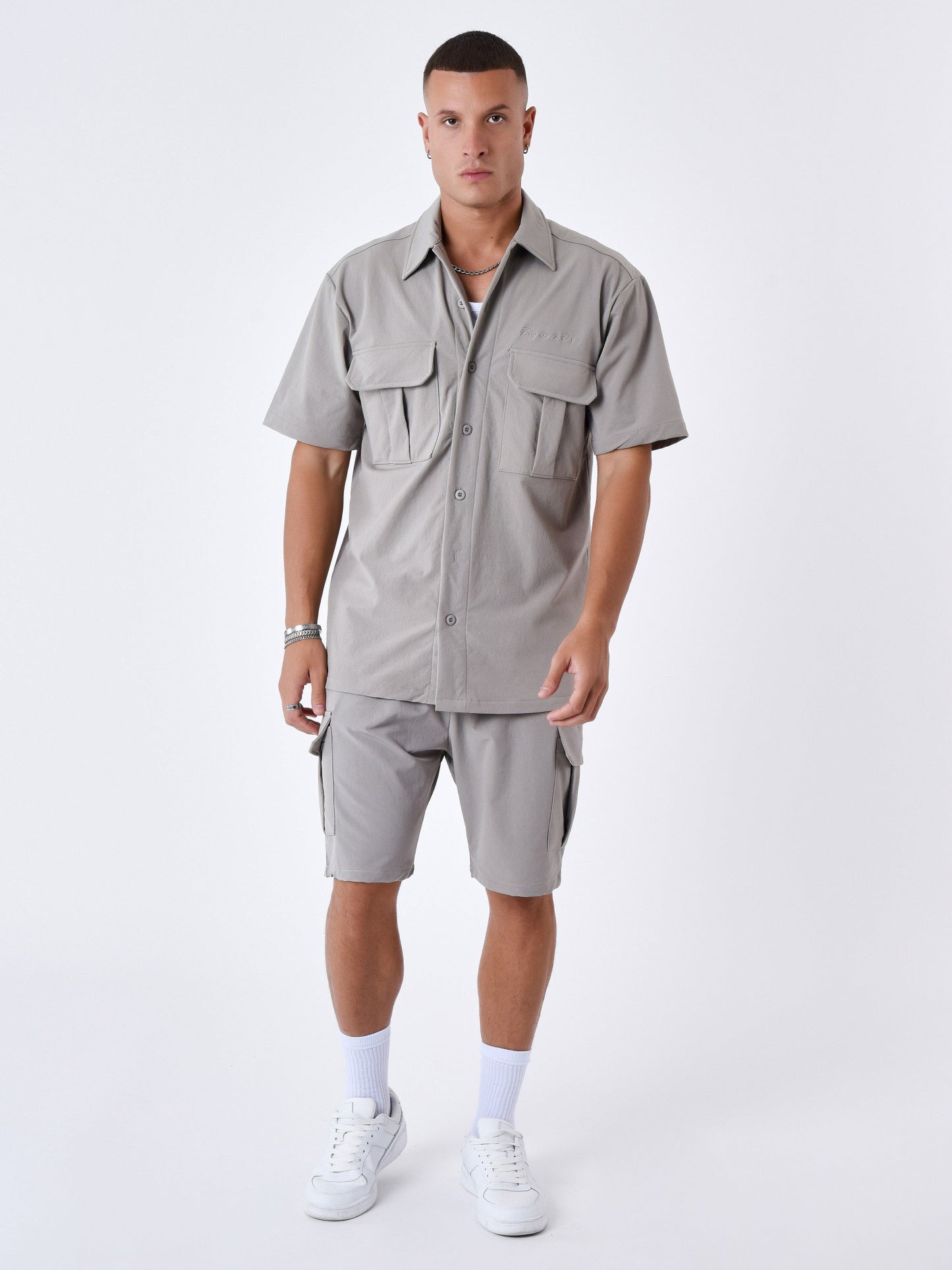 CAMISA DE MANGA CORTA CON TEXTURA ESTILO CARGO - TOPO - PROJECT X PARIS | 2310034_TP