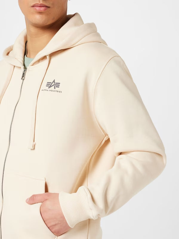 SUDADERA BÁSICA CON CREMALLERA Y CAPUCHA - CREMA - ALPHA INDUSTRIES | 118342