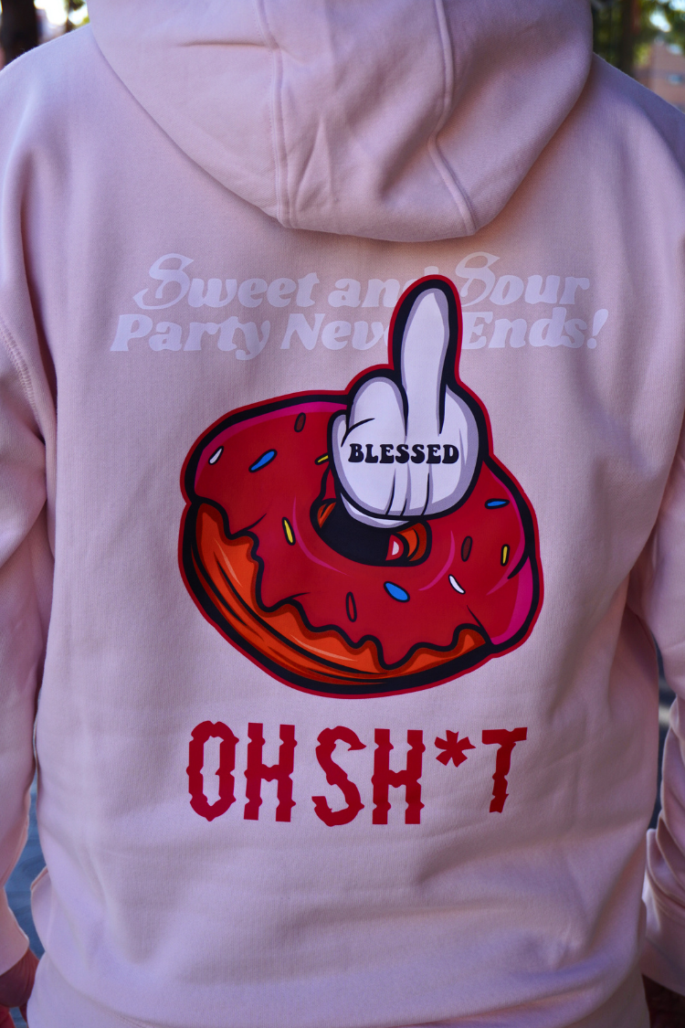 SUDADERA CON CAPUCHA "DONUT" - ROSA PASTEL - BLESSED BRAND