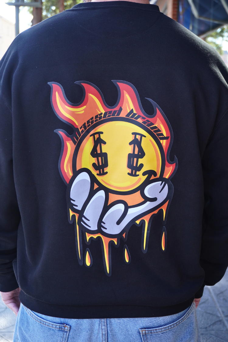 SUDADERA "FIRE SMILE" - NEGRO - BLESSED BRAND