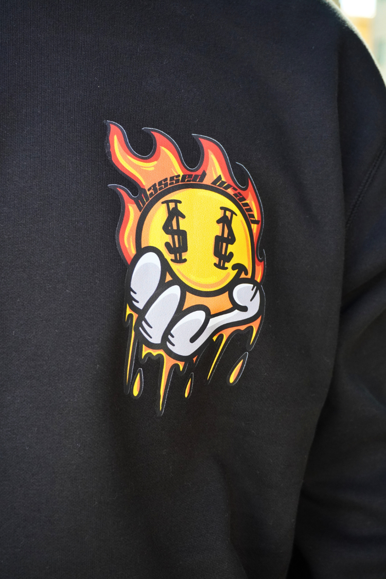 SUDADERA "FIRE SMILE" - NEGRO - BLESSED BRAND
